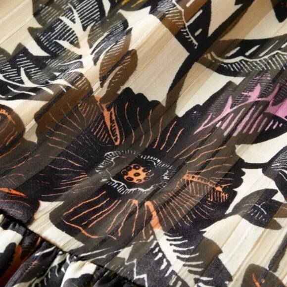 Scotch & Soda Boho Floral Flowy Midi Dress Long Sleeve Tiered Skirt Size S 70s - Picture 12 of 15